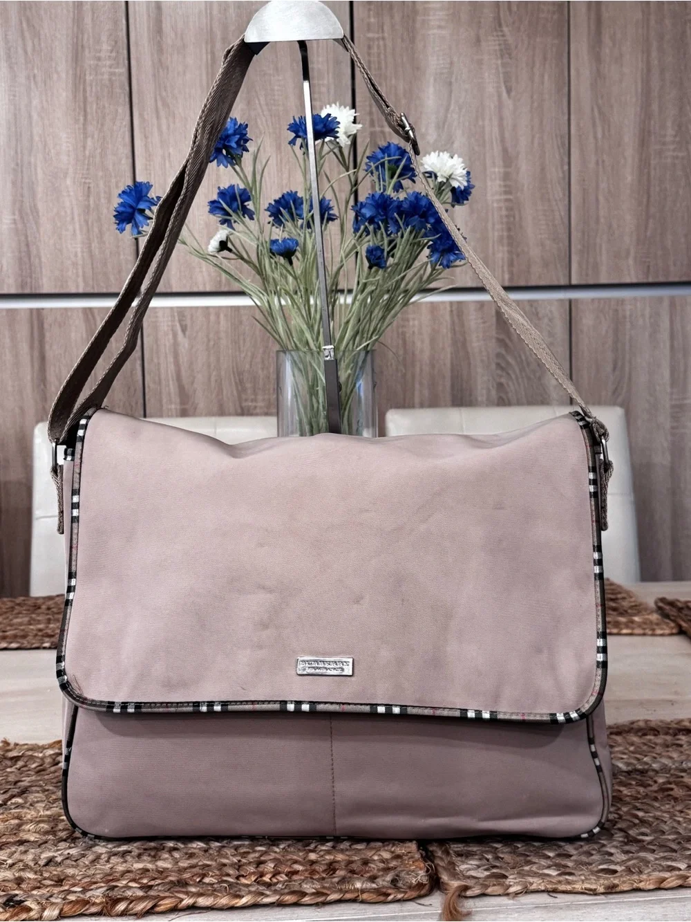 Y2K Burberry Fragrance Huge Nova Check Soft Tote/Messenger Bag + BONUS